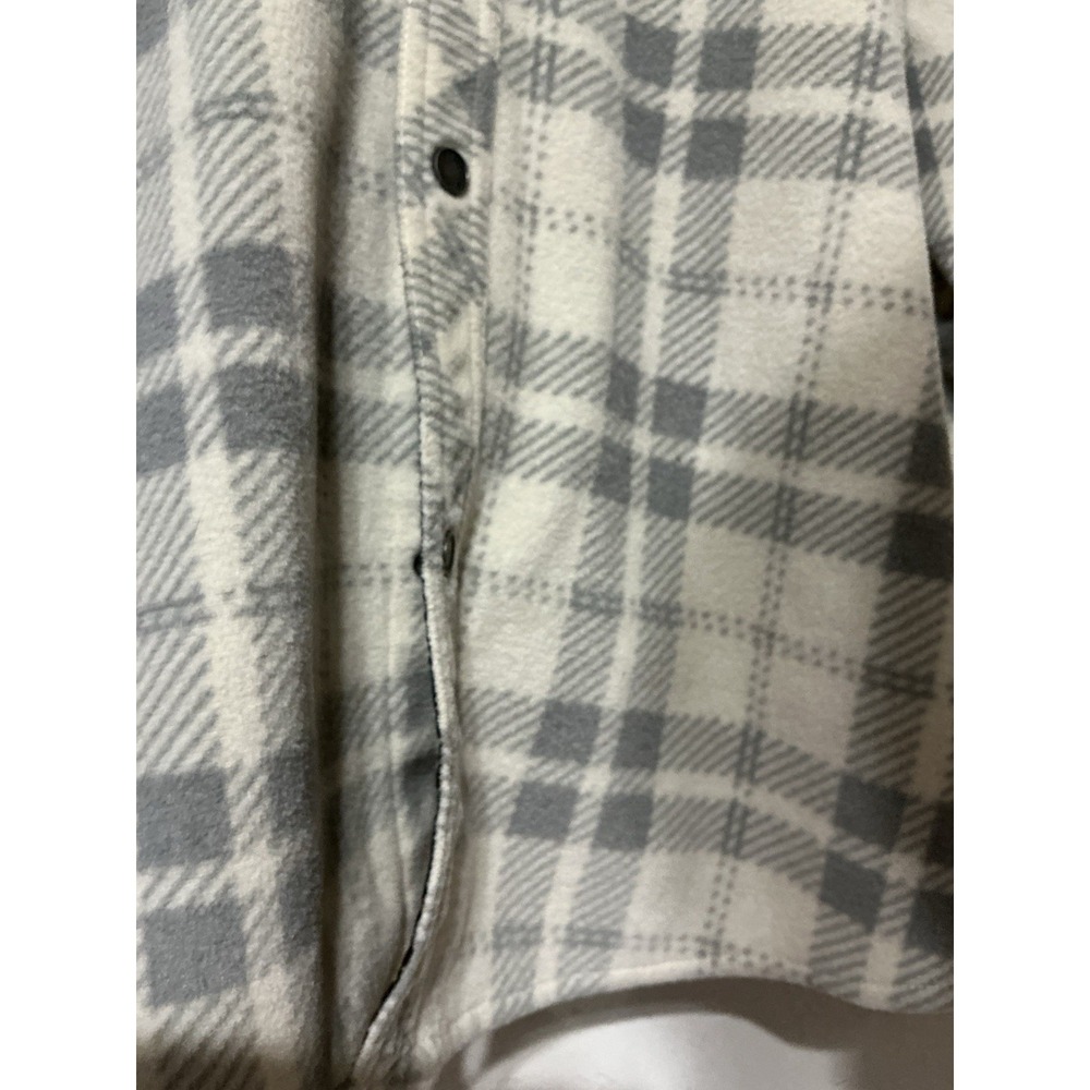 Men's O'Neill Plaid Flannel Shirt Jacket Gray White Snap Button Size XL - Picture 4 of 7